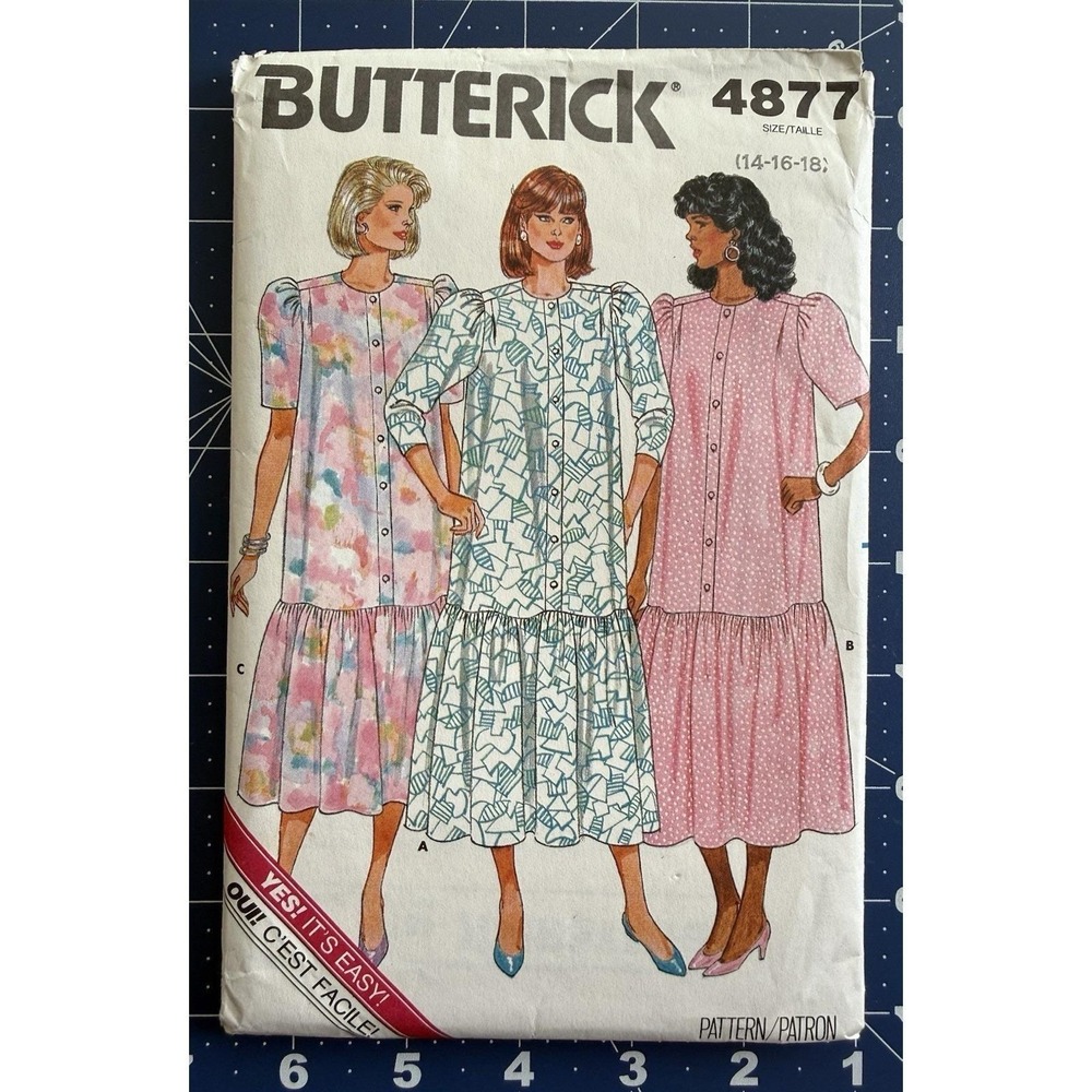 Butterick Yes! It's Easy Pattern 4877 Misses' Puff Sleeve Maternity Dress 14-18